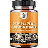 Irish Sea Moss Capsules 90ct – Premium Organic Seamoss Supplement with Burdock Root, Bladderwrack & BioPerine – Immune & Thyr
