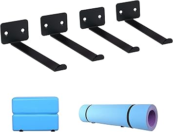 Amazon ヨガマット収納ラック 壁掛けホルダー 4個セット 多目的エクササイズマット 壁掛けフック ヨガマット ヨガブロック フォームローラー エクササイズマットの収納に Haocute マットバッグ