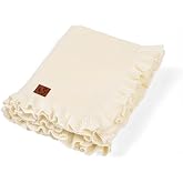 SWaddle AN Ruffle Knit Blanket for Baby - 100% Luxury Soft Cotton Knit Warm Cozy Cuddle Stroller Crib Blanket for Newborns, Infants, &amp; Toddlers (Cream)