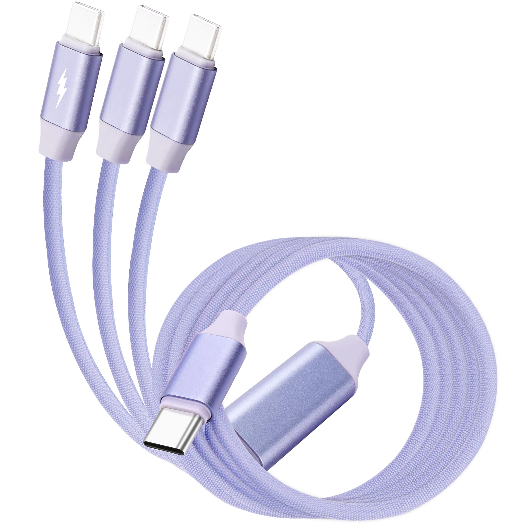 XMSJSIY 6A USB C to USB C Cable Splitter Fast Charging Cord 66W Type C Male 1 to 3 Male Multi Quick Charger Data Wire for Laptop/Tablet/Phone-1.5M