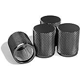 STEEL HAWK Tire Air Valve Caps – Precision CNC Machined Stainless Steel, Extended Knurled Design | Rust, Air Leak & Dust Proof Metal with O-Rubber Seal - Ideal for Vehicles - 4 Pack- Black