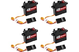 NEEBRC 4.3G Micro Servo Motor, Mini Servo Motors for Robot Car Plane RC Helicopter Arduino RC Helicopter Airplane Car Boat Robot Arm/Hand/Walking/Servo Door Lock Control (4PCS Plastic Gear)