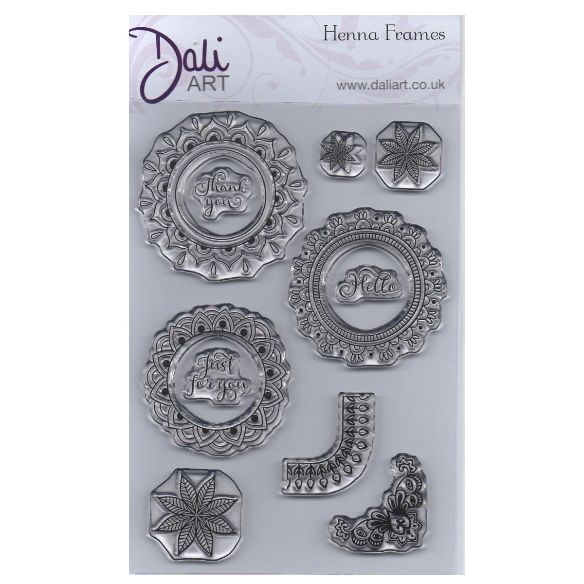 Dali Art Henna Frames clear Stamp Set, Transparent