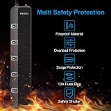 PARTH 2M Black Extension Lead 5 Gang Surge Protection UK Plug 13A 3250W view 6