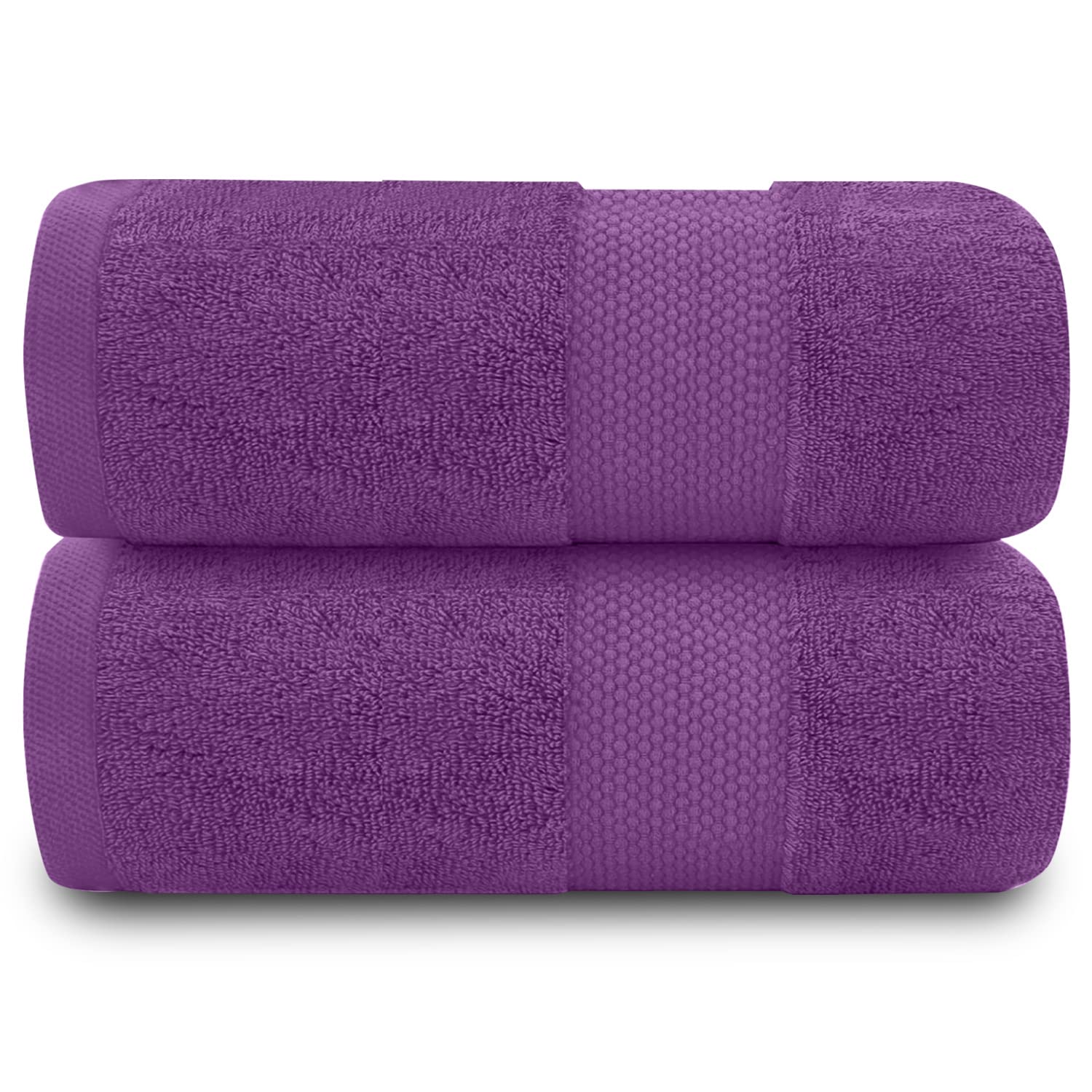 GC GAVENO CAVAILIA Fade Resistant Bathroom Set, 700 GSM Premium Quality Extra Absorbent 100% Cotton Bath Towel, Egyptian, Purple, 2PK, 555605