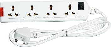 Havells 6A Four-Way Extension Board (White) -1.5 metre Heavy Duty Wire