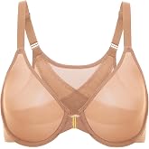 DELIMIRA Women's Posture Front Closure Sheer Mesh Bras | Cosnufy Collection, Plus Size, Underwire, No Padding Unlined