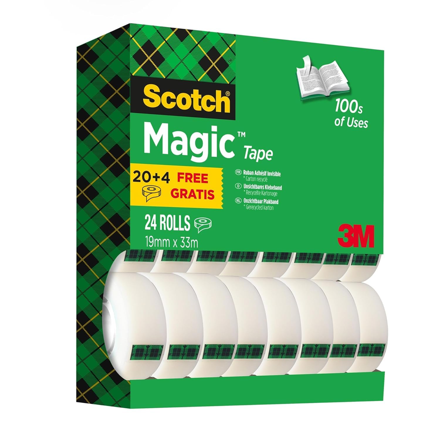 Scotch Magic Tape, Value Pack, 24 Rolls, 19 mm x 33 m - General Purpose Sticky Tape for Document Repair, Labelling & Sealing