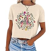 Magical Crop T Shirt for Women Magic Kingdom Shirt Family Vacation Tshirt Cute Castle Graphic Short Sleeve Tees