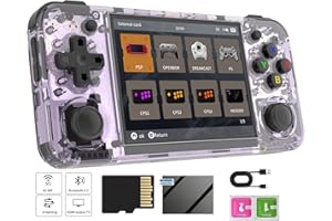 VOACLE RG35XX H Retro Handheld Game Console , 3.5 Inch IPS Screen Linux System Built-in 64G TF Card 5528 Games Support HDMI TV Output 5G WiFi Bluetooth 4.2 (Transparent Purple)