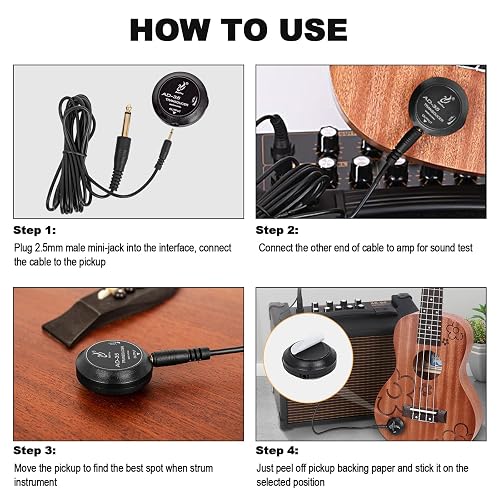 Microphone Piézo Yuemsh Pour Guitare Acoustique, Ukulélé, Violon - Collant, Sans Perçage - Son Clair