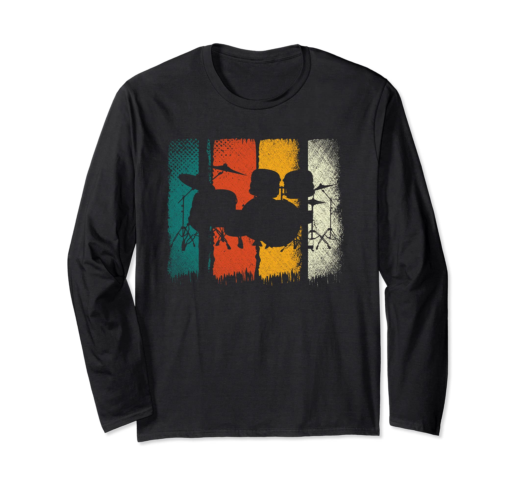 Retro Drums Player Drum Set Drummer Music Percussion Drums Long Sleeve T-Shirt
