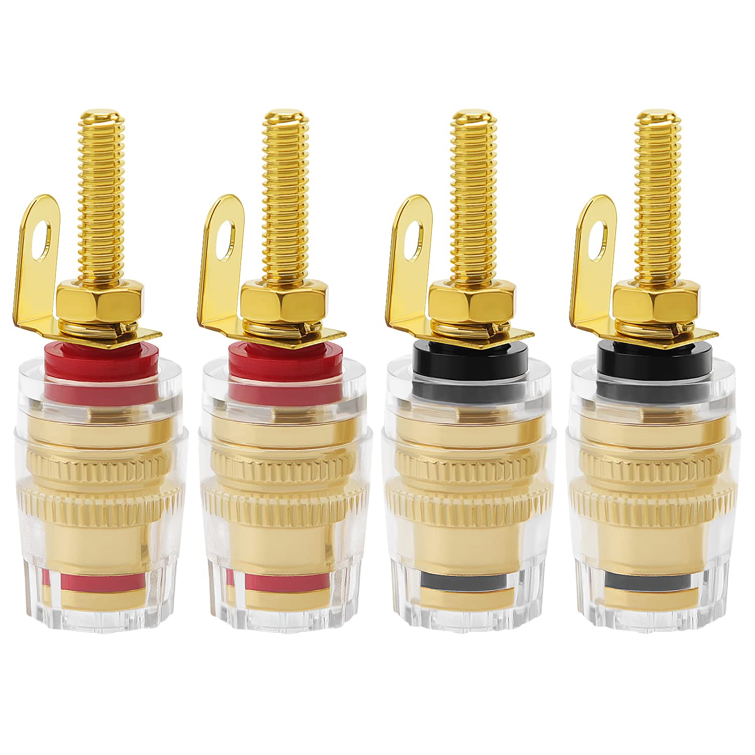 KUOQIY 4 PCS 4mm Banana Plug Socket Connector Binding Post, Speaker Binding Posts Terminals, for Amplifier Speaker Terminal Connector (42 * 14.2mm)