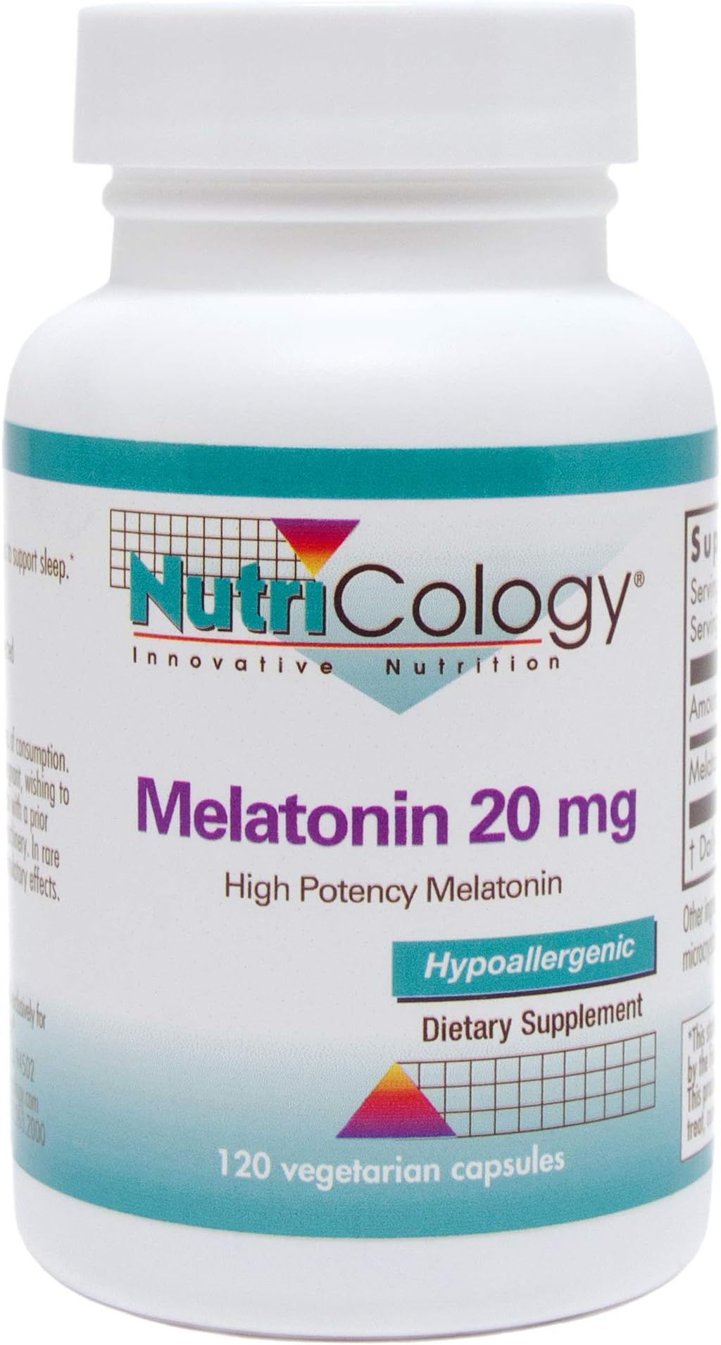 Nutricology - Melatonin 20 mg - 120 Capsules - Extra Strength, High Potency