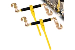 Lechansen Chain Binders 1/4" -5/16", 2 Pack G80 Ratchet Load Binders 1/4 to 5/16 with G80 Clevis Grab Hooks, 2,200lbs WLL Ratchet Binders for G70 G80 Transport Chain, Tie Downs, Hauling, Towing