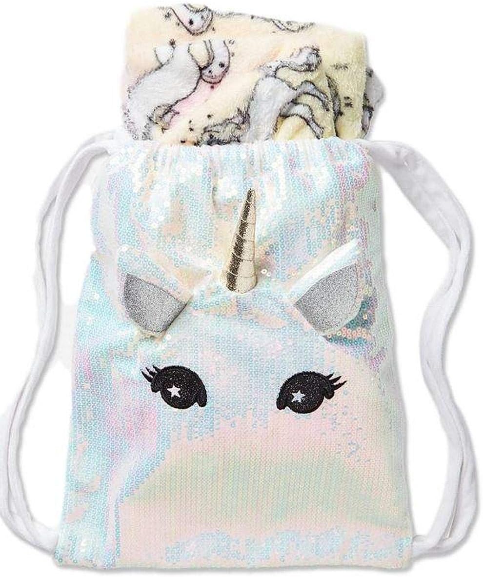 Justice Live Unicorn Blanket in a Bag Girls Comfy Sleepover Travel Set