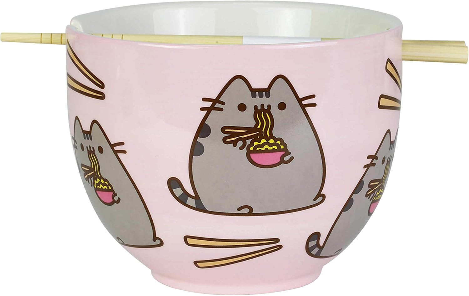 Enesco 6004629 Pusheen by Our Name is Mud Ramen Bowl and Chopsticks Set, 4", Pink