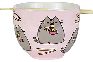 Enesco Pusheen by Our Name is Mud Ramen Bowl and Chopsticks Set, 4", Pink