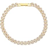 ORICHORE 18K Gold-Plated Oval-Cut Cubic Zirconia Tennis Bracelet | 5.9–7.5 inches Multiple Sizes Fashionable Women's Gold Tennis Bracelet