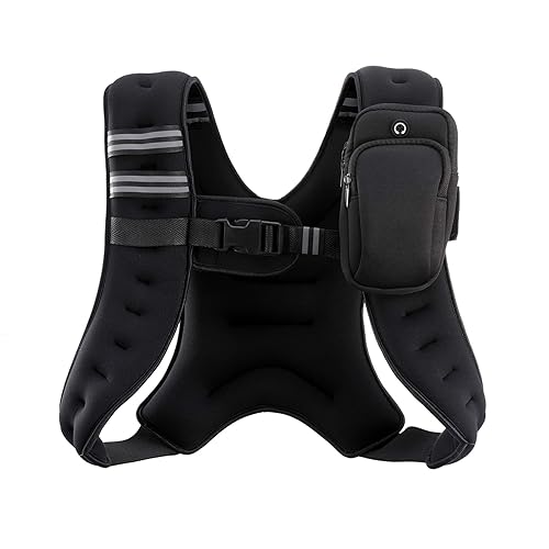 ZELUS Weighted Vest, 6lb/8lb/12lb/16lb/20lb/25lb/30lb Weight Vest with Reflective Stripe for Workout, Strength Training, Running, Fitness, Muscle Building, Weight Loss, Weightlifting, Black(12 lb)