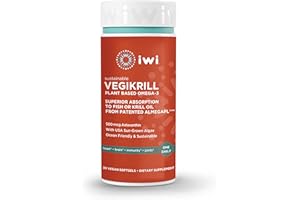 iwi life Vegikrill Vegan Krill Oil - Algae Omega 3 Supplement with Antioxidant Astaxanthin, High Absorption Algae Oil, Krill Free EPA DHA Omega-3 Fatty Acids for Heart, Immunity, Joints, 30 Day Supply