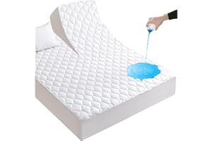 Lunsing Split Top King Mattress Protector for Adjustable Bed, Soft Breathable Waterproof Mattress Pad Cover, 32-34 inches Split from Head, 6-18 inches Deep