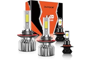 ENJOYAKOM Compatible for Ford F250 F350 2005-2020, High Low Beam Fog Lights Bulbs Combo 6500K White Plug-and-Play, Pack of 4