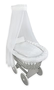 Niuxen 426-772 Stubenwagenset-Bettwäsche-Set Pünktchen weiß 7- tlg.