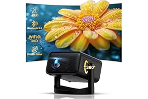 HOTPEAK Projector with WiFi and Bluetooth, 360° Rotation Smart Projector 1080P Support with Electric Focus Auto Vertical Keystone Correction Portable Home Theater, Compatible with Android/iOS, Laptop, HDMI