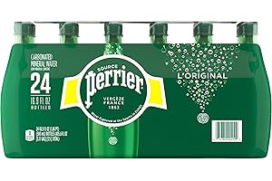 Perrier Carbonated Mineral Water Plastic Bottles, Original, 16.9 Fl Oz (Pack of 24), 405.6 Fl Oz
