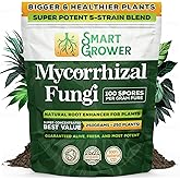 Mycorrhizal Fungi Organic Root Enhancer for Plants, Super Potent 100 Spores Per Gram, 5-Strain Blend, Rapid Results for Gardens, Houseplants, Lawns, Mycorrhizae Smart Grower 250 Grams for 250 Plants