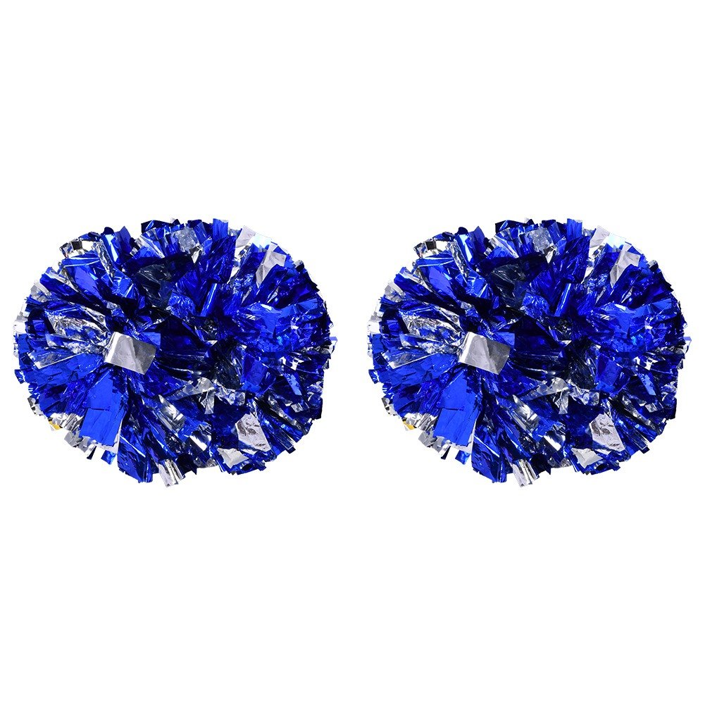 Tbest pom pom cheerer,Cheerer Pom Poms Cheering,1 pcs Cheerer Aeros Pom Poms Cheering Pompoms Metalic blue and white pompoms cheerer replacement for Dance Party School Sports Competition(Silver+Blue)