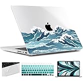 TWOLSKOO Compatible with MacBook Pro 14 inch Case 2023 2022 2021 Release M2 A2779 M1 A2442 Pro/Max Chip with Touch ID, Plastic Hard Shell Case & Keyboard Cover & Screen Protector, Ocean