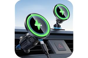 Lamicall 15W for Magsafe Car Mount Charger - Wireless Vent & Dashboard Magnetic Phone Holder Charger, for iPhone 17, 17 Pro, 