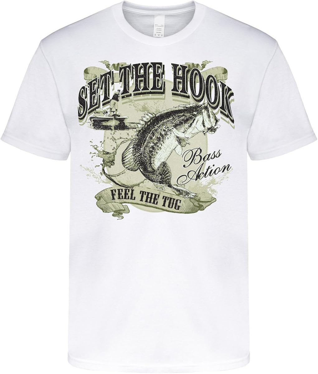 Set The Hook Bass Fishing T Shirt White At Amazon Men S Clothing Store