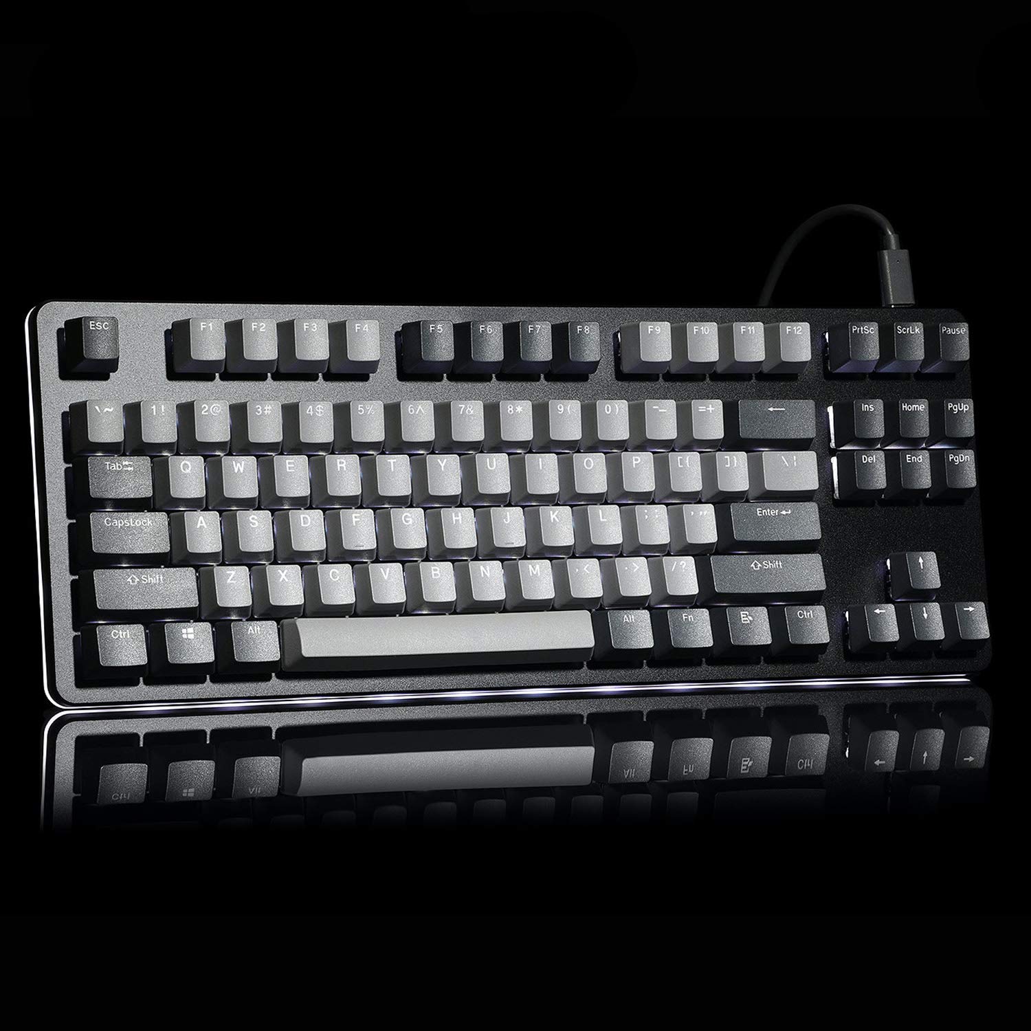 DROP CTRL Mechanical Keyboard — Tenkeyless TKL (87 Key) Gaming Keyboard, Hot-Swap Switches, Programmable Macros, RGB LED Backlighting, USB-C, Doubleshot PBT, Aluminum Frame (Halo Clear, Black)