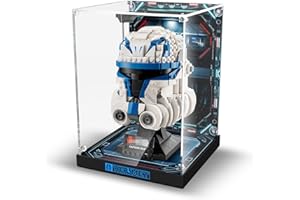NAOCARD Acrylic Display Case for Lego Star Wars 75349 Captain Rex Helmet or 75350 Clone Commander Cody Helmet, Clear Box Acrylic Plate with Base & Painted Background-Just This Box for Sale