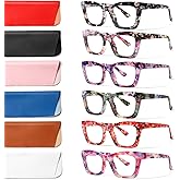 ZOECENT 6 Pack Oprah Style Reading Glasses for Women Blue Light Blocking Computer Square Readers with Spring Hinge (Mix Color-7, 2.5, x)