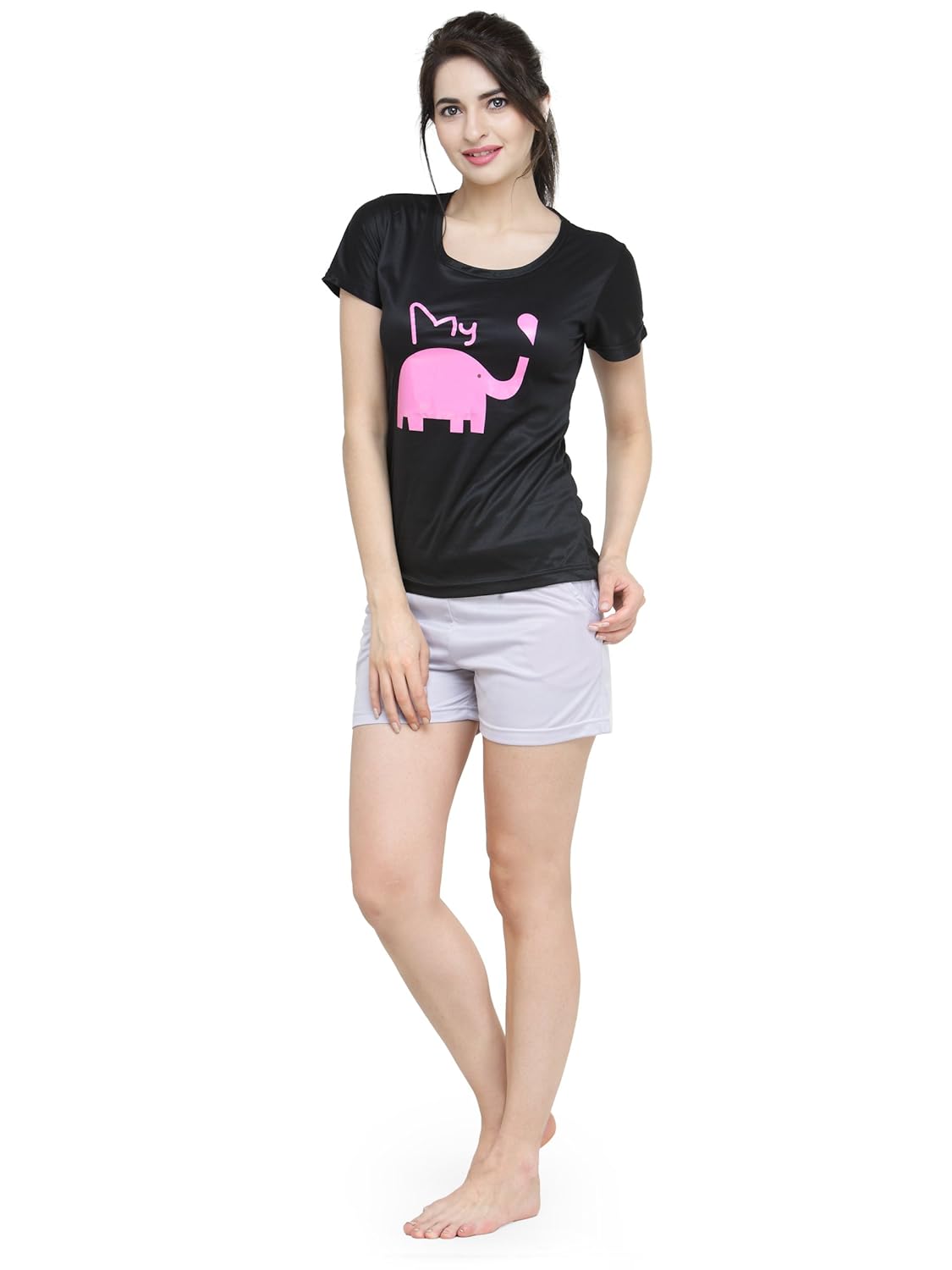 camey women elephant print top & short set nightsuit