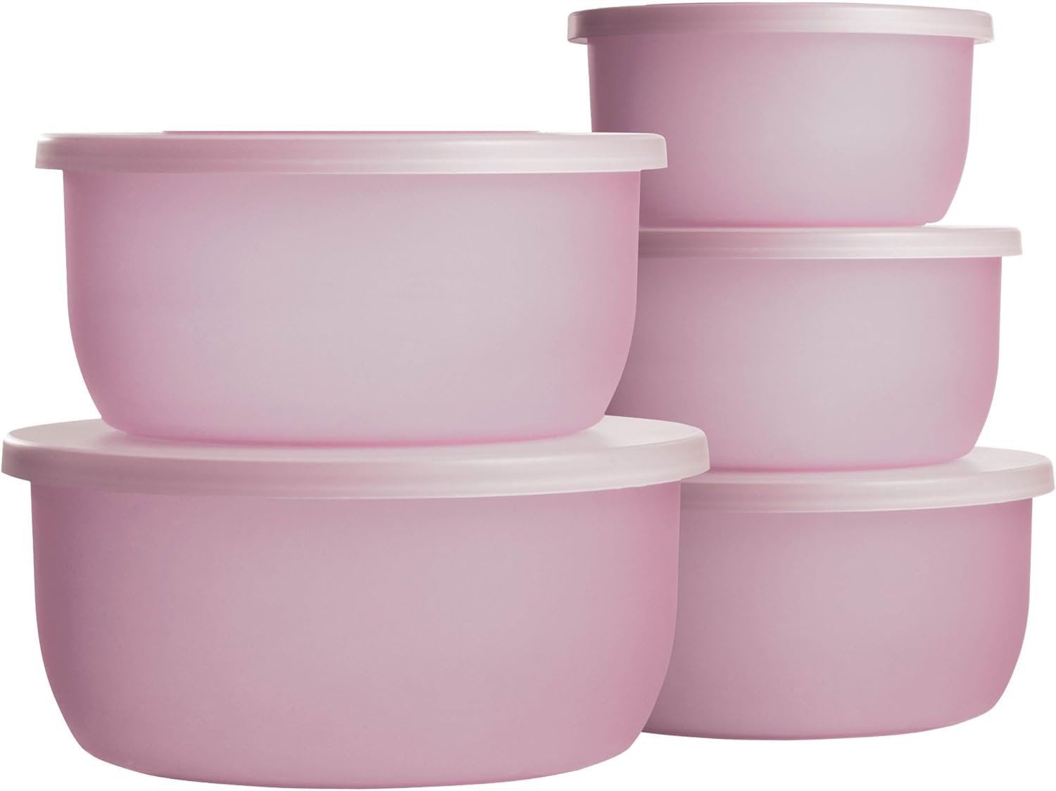 Premier Housewares Plastic Storage Bowls with Clear Lids Pink, Set of