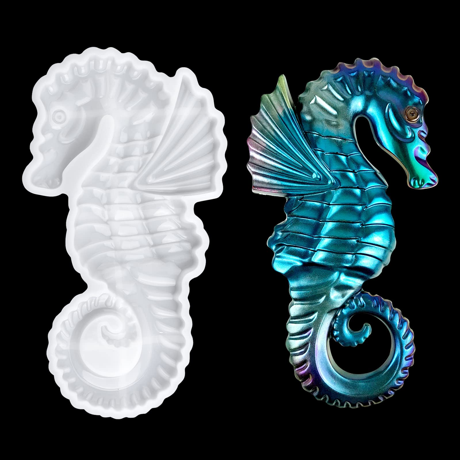 CRAFFANCY Realistic Hippocampus Shaped Silicone Mold, 3D Lifelike Seahorse Resin Molds Animal Epoxy Mold for Wall Desktop Art Home Decoration