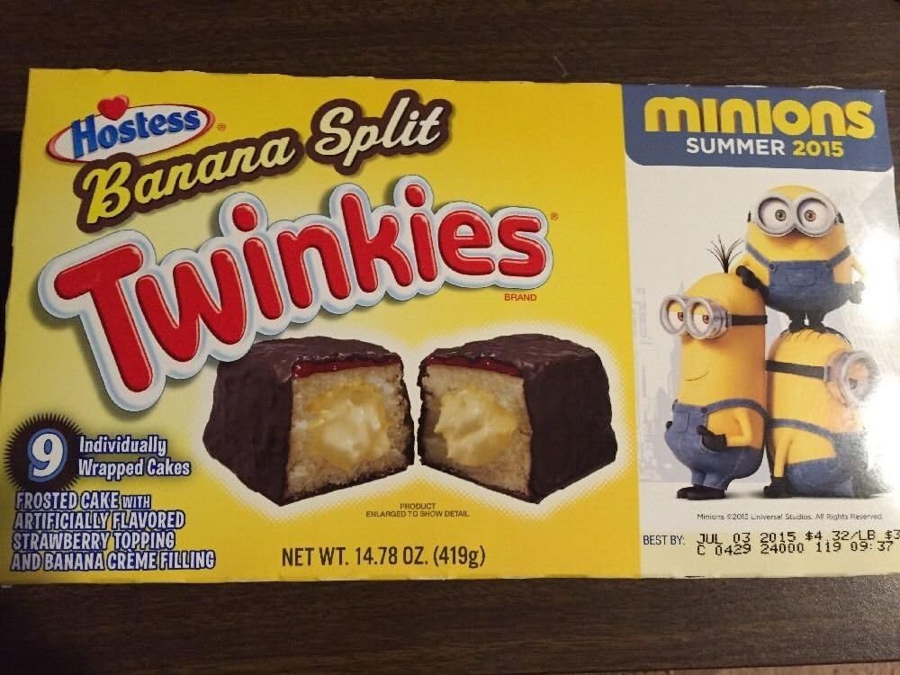 Limited Edition Hostess Banana Split Flavor Twinkies 9 per box. Fresh and Fast Ship