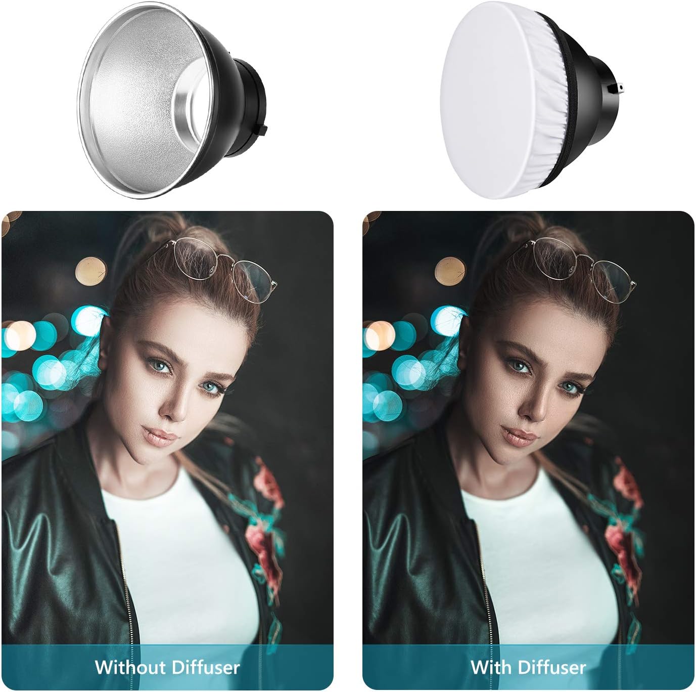 Neewer Standard Reflector 7 inches/18 centimeters Soft Diffuser with 20/40/60 Degree Honeycomb Grid for Bowens Mount Studio Flash Strobe Light Monolight - Image 5