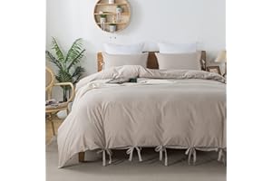 Caressma Bowknot Bow Ties Khaki Queen Duvet Cover Set, Soft Microfiber Bedding Comforter Cover Cute Butterfly, 3 Pieces Duvet Cover with Pillowcase