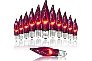 SOTOPOO 12 Pack Halloween Purple Flickering Flame Light Bulbs E12 Base, C18 Flickering Purple Light Bulbs with Fake Flame for Halloween Decor & C7 String Lights Electric Candle Bulbs Replacement - 1W