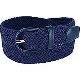 CTM Men's Elastic Braided Belt with Covered Buckle (Big & Tall Available)