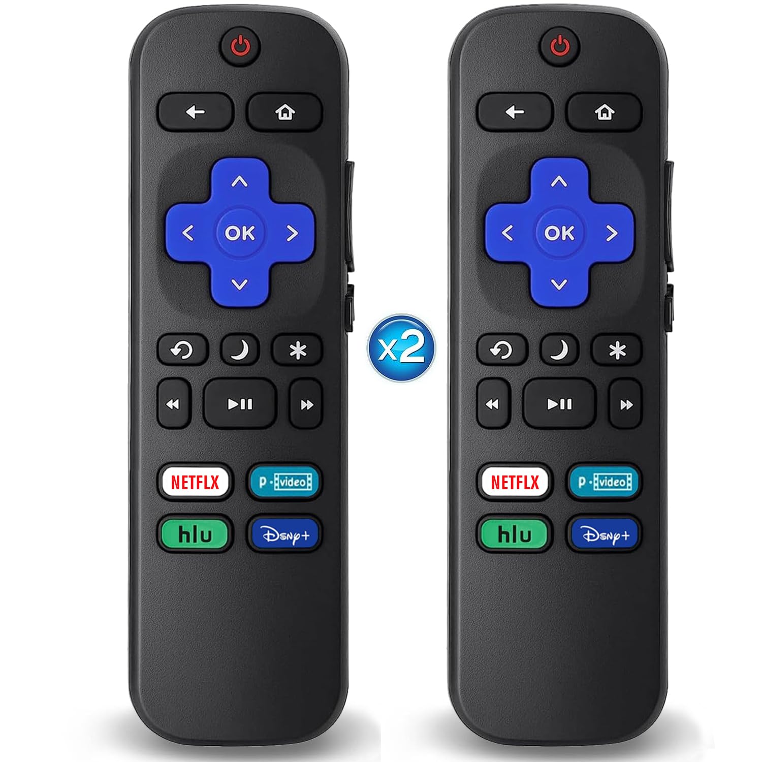 Photo 1 of 2Pcs Replacement Remote Control Compatible for Roku TV, Universal Remote Fit for Hisense/Onn/TCL/Sharp/Element/Philips/Hitachi/JVC/RCA/Insignia/Sanyo/LG RokuSeries Smart TVs (Not for RokuStick & Box)