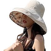 HUAMULAN Women Summer Sun Hat Wide Brim Wired Edge Floral Beach Bucket Hats Reversible Foldable Travel UV Protection Lady Hat