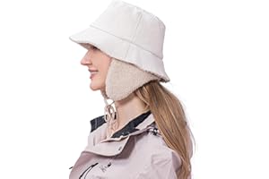 HUNTERBEE Winter Warm Cloche Bucket Hat Polar Fleece Waterproof Rain Golf Visor Brim Cap Ear Flap Rainy