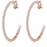 YOQUCOL 4.3CM(1.7in) Clip On Hoop Earrings Cubic Zirconia Non Pierced Ears Hoops for Women